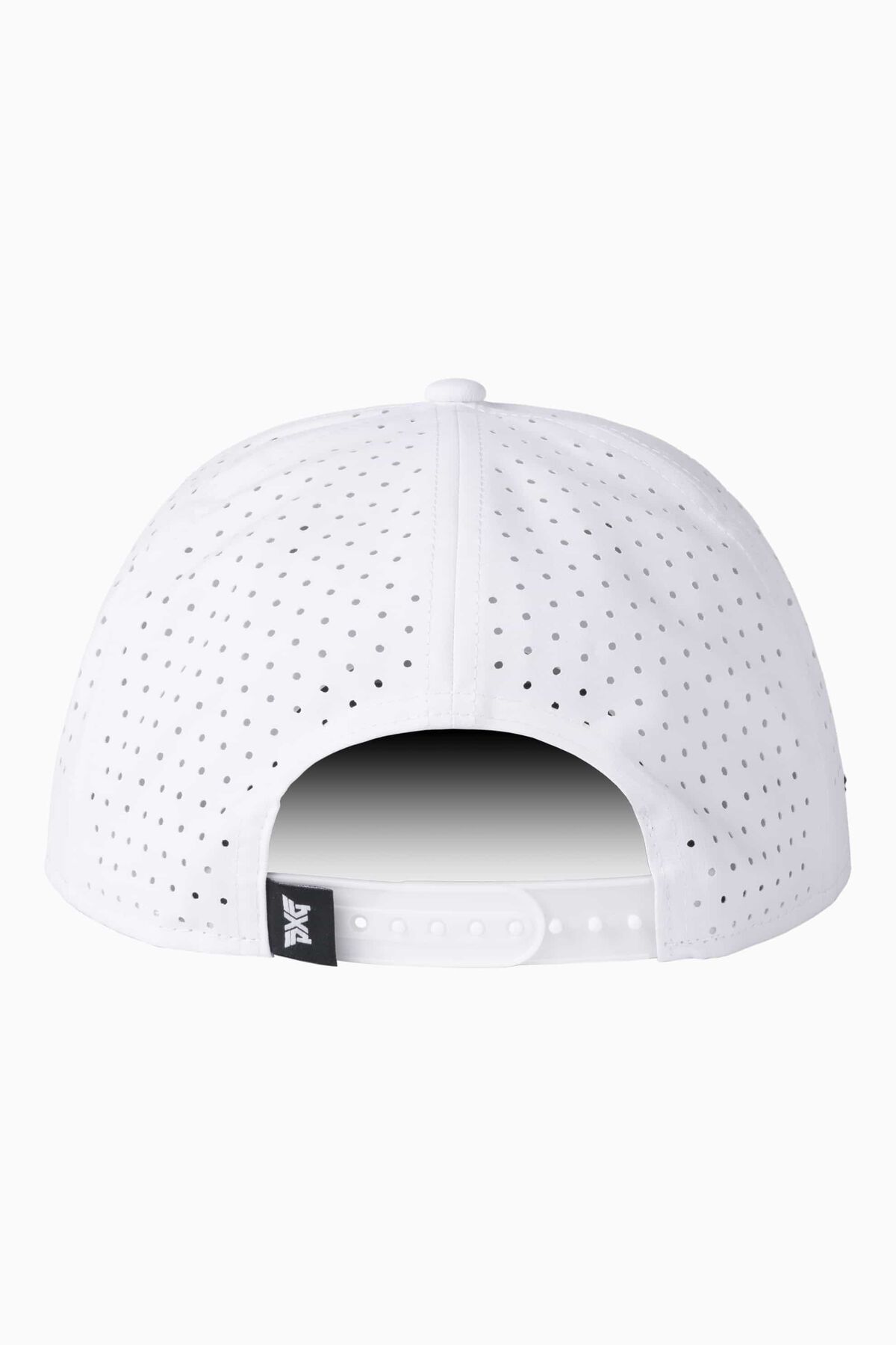 Men's 6-Panel High Crown Snapback Cap - White/Black Logo - One Size White & Black